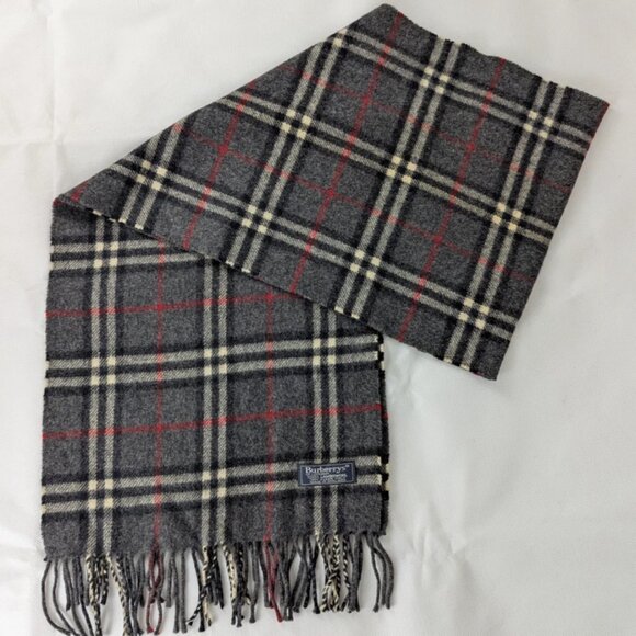 Burberry's of London Unisex Winter Scarf – Lambswool Classic Check Charcoal Gray - Picture 1 of 6
